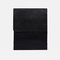 Сумка деловая на молнии, 2 наружных кармана, длинный ремень, цвет чёрный