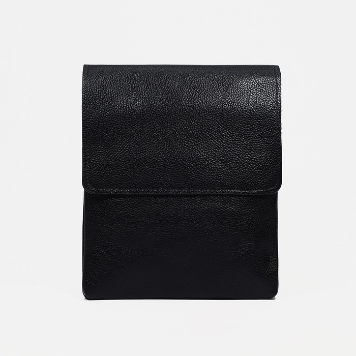 Сумка деловая на молнии, 2 наружных кармана, длинный ремень, цвет чёрный - фото 1 - id-p201650025