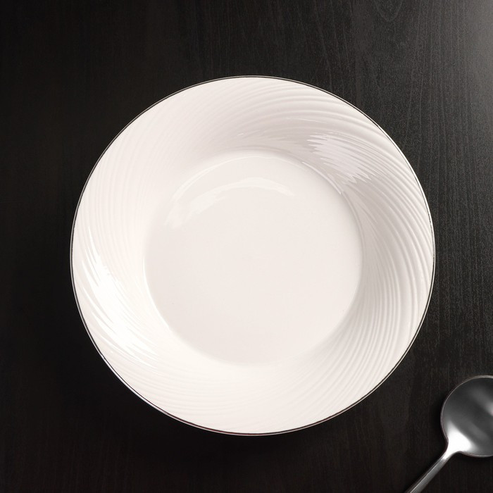Тарелка фарфоровая суповая с утолщённым краем Magistro «La Perle», 580 мл, d=22 см - фото 3 - id-p199592539