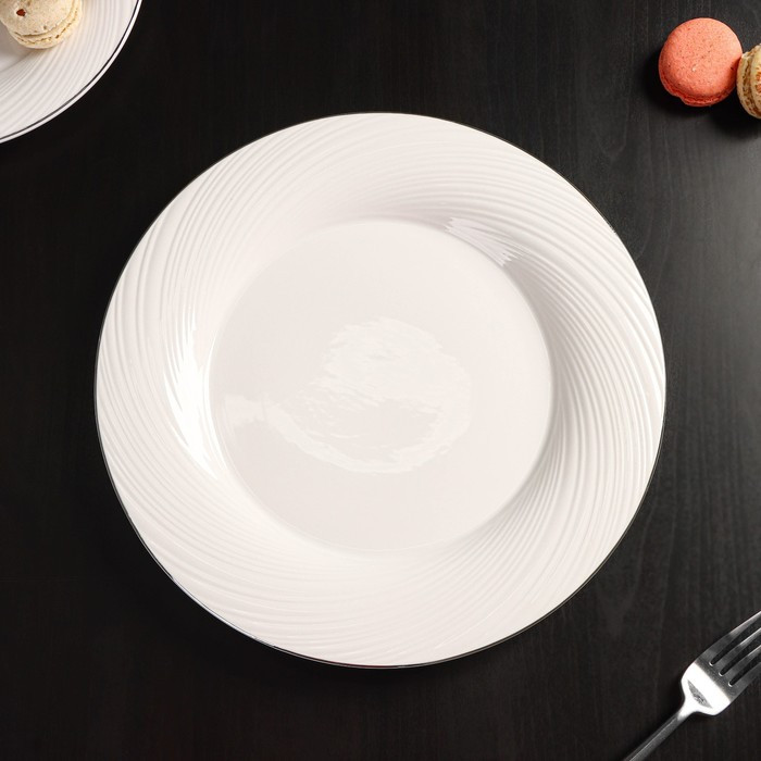 Тарелка фарфоровая обеденная с утолщённым краем Magistro La Perle, d=27 см, цвет белый - фото 3 - id-p199592569