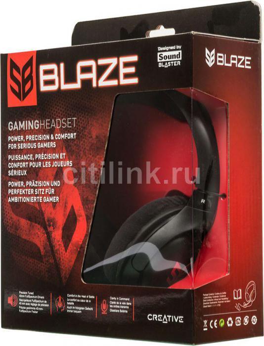 Гарнитура игровая Creative Sound Blaster Blaze, для компьютера, мониторные, проводные, черный / красный - фото 3 - id-p200519696