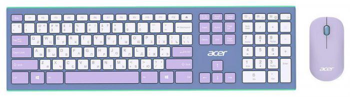 Комплект (клавиатура+мышь) Acer OCC200, USB, беспроводной, фиолетовый [zl.accee.003] - фото 1 - id-p200518099