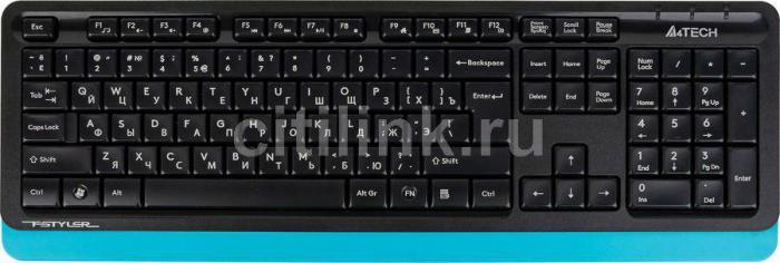 Комплект (клавиатура+мышь) A4TECH Fstyler FG1010, USB, беспроводной, черный и синий [fg1010 blue] - фото 4 - id-p200518104