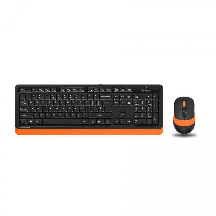Комплект (клавиатура+мышь) A4TECH Fstyler FG1010, USB, беспроводной, черный и оранжевый [fg1010 orange] - фото 1 - id-p200518106