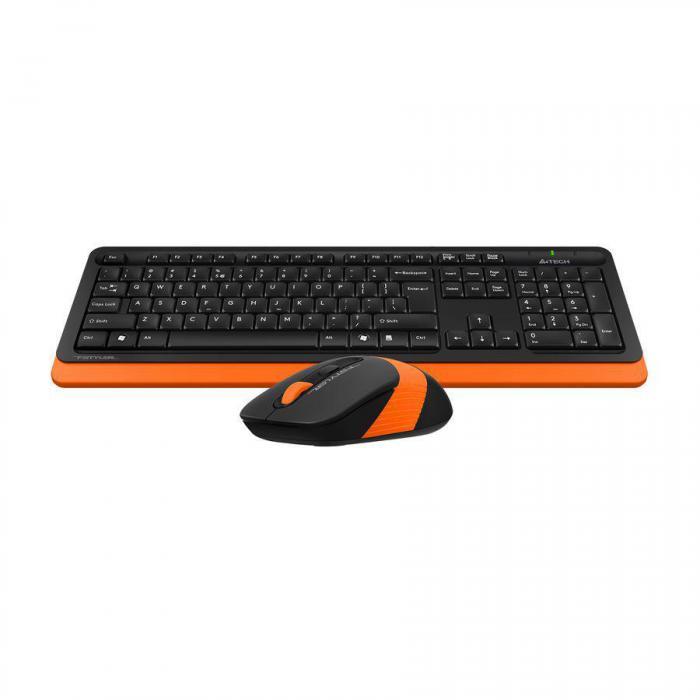 Комплект (клавиатура+мышь) A4TECH Fstyler FG1010, USB, беспроводной, черный и оранжевый [fg1010 orange] - фото 5 - id-p200518106