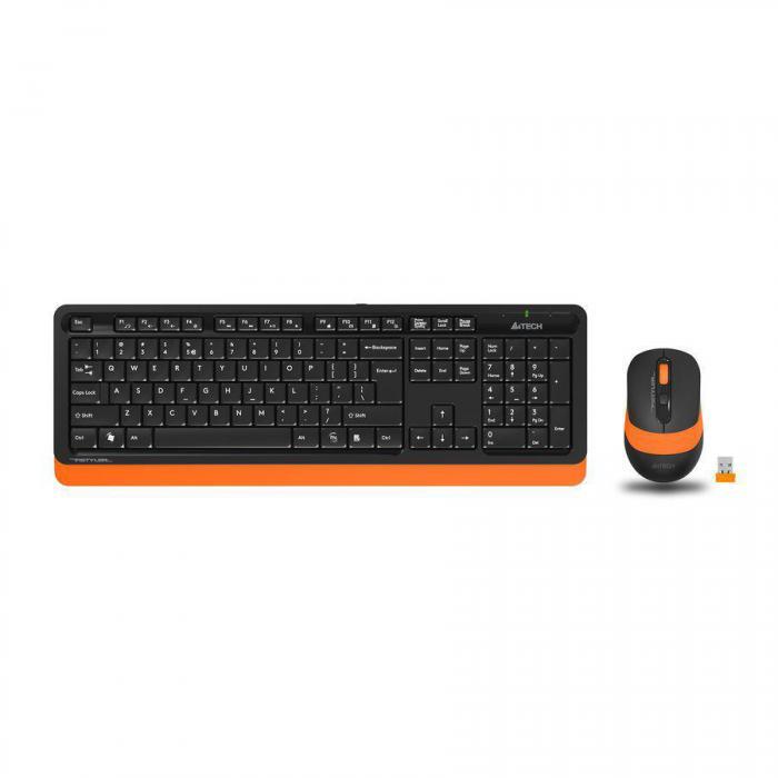 Комплект (клавиатура+мышь) A4TECH Fstyler FG1010, USB, беспроводной, черный и оранжевый [fg1010 orange] - фото 7 - id-p200518106