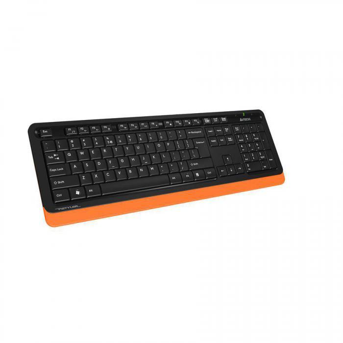 Комплект (клавиатура+мышь) A4TECH Fstyler FG1010, USB, беспроводной, черный и оранжевый [fg1010 orange] - фото 9 - id-p200518106