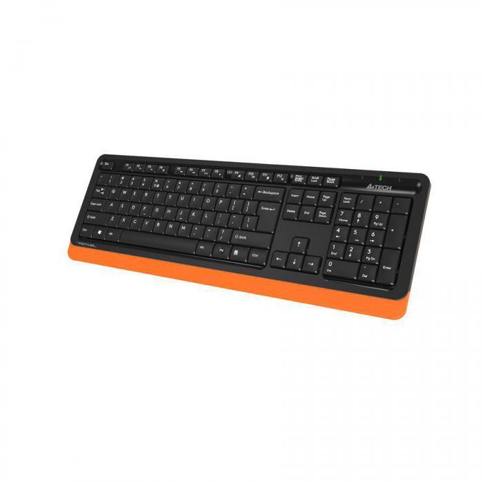 Комплект (клавиатура+мышь) A4TECH Fstyler FG1010, USB, беспроводной, черный и оранжевый [fg1010 orange] - фото 10 - id-p200518106