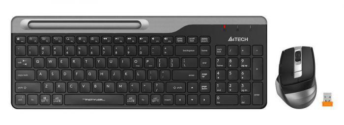 Комплект (клавиатура+мышь) A4TECH Fstyler FB2535C, USB, беспроводной, черный [fb2535c smoky grey] - фото 2 - id-p200518108