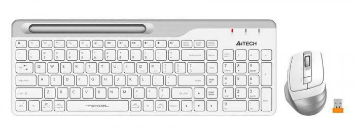 Комплект (клавиатура+мышь) A4TECH Fstyler FB2535C, USB, беспроводной, белый [fb2535c icy white] - фото 2 - id-p200518109