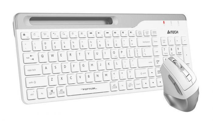 Комплект (клавиатура+мышь) A4TECH Fstyler FB2535C, USB, беспроводной, белый [fb2535c icy white] - фото 3 - id-p200518109
