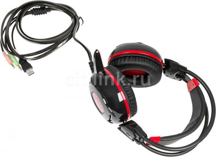 Гарнитура игровая A4TECH Bloody G300, для компьютера, мониторные, проводные, черный / красный [g300 black+red] - фото 10 - id-p200519725