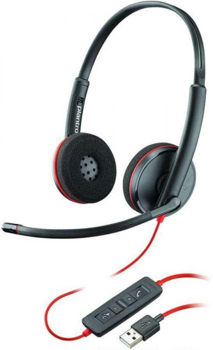 Гарнитура Plantronics Blackwire C3220, для контактных центров, накладные, проводные, черный / красный - фото 1 - id-p200519913