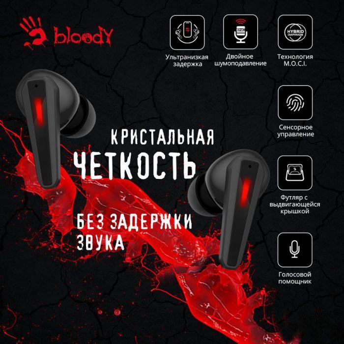 Наушники A4TECH Bloody M70, Bluetooth, внутриканальные, черный/красный [m70 black+ red] - фото 4 - id-p200520112