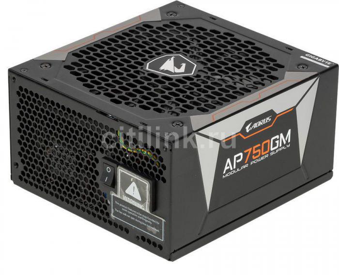 Блок питания GIGABYTE AORUS GP-AP750GM, 750Вт, 135мм, черный, retail - фото 1 - id-p200521948