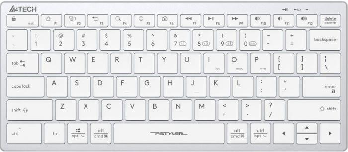 Клавиатура A4TECH Fstyler FBX51C, USB, Bluetooth/Радиоканал, белый [fbx51c white] - фото 1 - id-p200518449