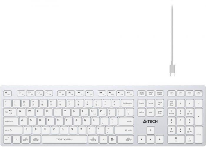 Клавиатура A4TECH Fstyler FBX50C, USB, Bluetooth/Радиоканал, белый [fbx50c white] - фото 4 - id-p200518451