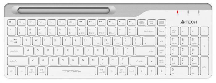 Клавиатура A4TECH Fstyler FBK25, беспроводная, USB, Bluetooth/Радиоканал, ножничная, белый/серый [fbk25 white]