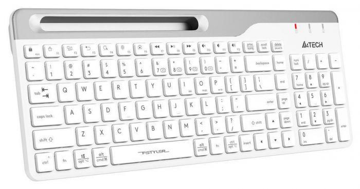 Клавиатура A4TECH Fstyler FBK25, USB, Bluetooth/Радиоканал, белый серый [fbk25 white] - фото 5 - id-p200518457