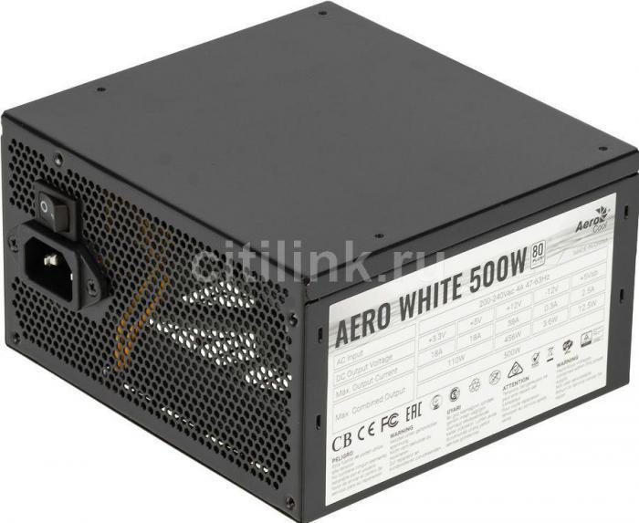 Блок питания Aerocool AERO WHITE, 500Вт, 120мм, черный, retail [aero white 500] - фото 4 - id-p200521973