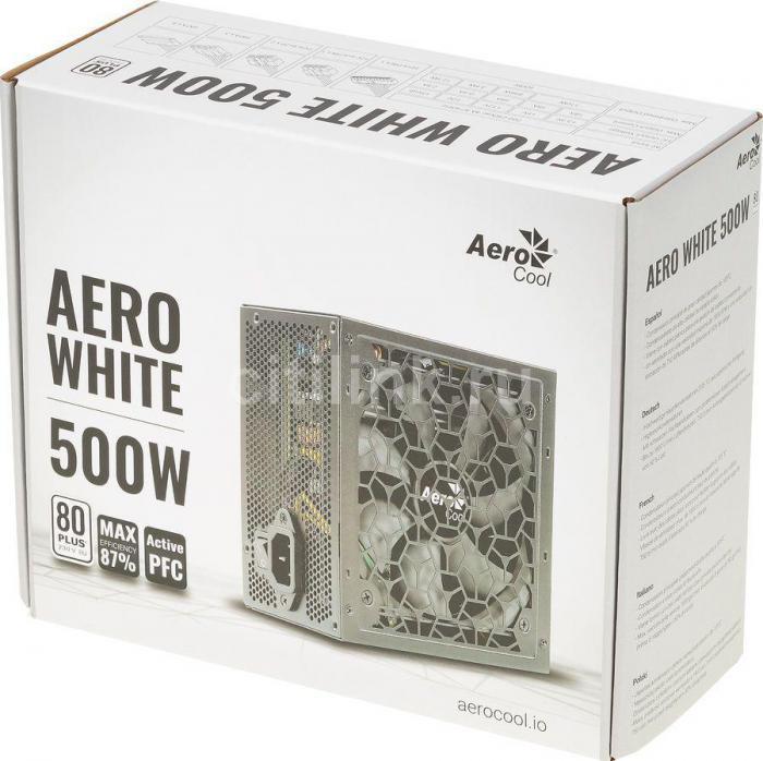 Блок питания Aerocool AERO WHITE, 500Вт, 120мм, черный, retail [aero white 500] - фото 10 - id-p200521973