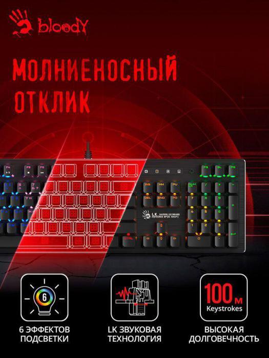 Клавиатура A4TECH Bloody B820R, USB, черный [b820r black (red switch)] - фото 4 - id-p200518466