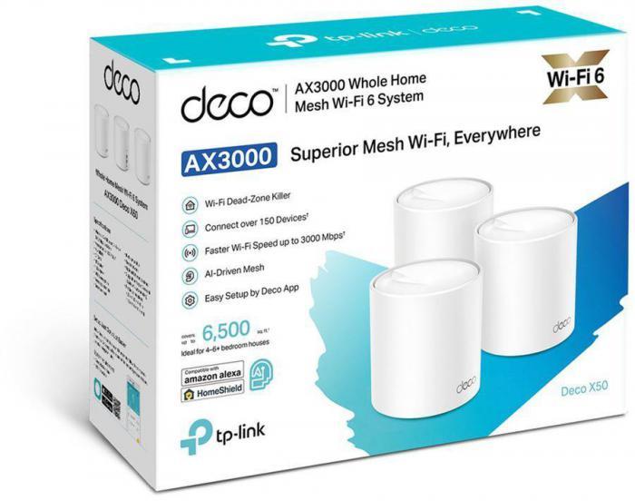 Бесшовный Mesh роутер TP-LINK Deco X50(3-Pack), AX3000, белый, 3 шт. в комплекте - фото 6 - id-p200522129