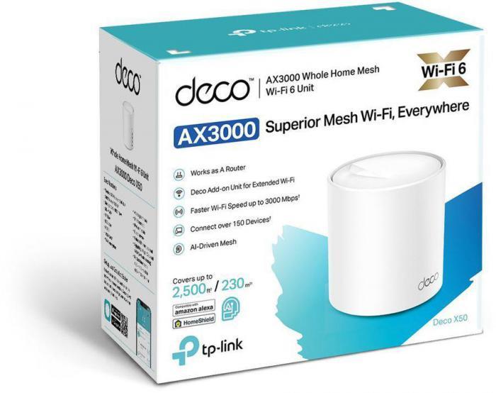 Бесшовный Mesh роутер TP-LINK Deco X50(1-Pack), AX3000, белый - фото 6 - id-p200522131