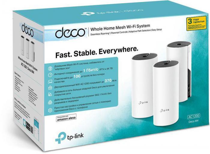 Бесшовный Mesh роутер TP-LINK Deco M4, AC1200, белый, 3 шт. в комплекте [deco m4(3-pack)] - фото 3 - id-p200522143