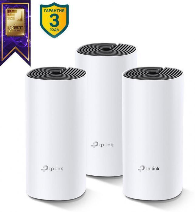 Бесшовный Mesh роутер TP-LINK Deco E4, AC1200, 3 шт. в комплекте [deco e4(3-pack)] - фото 2 - id-p200522147