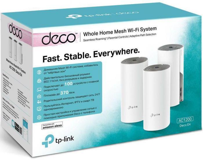 Бесшовный Mesh роутер TP-LINK Deco E4, AC1200, 3 шт. в комплекте [deco e4(3-pack)] - фото 9 - id-p200522147