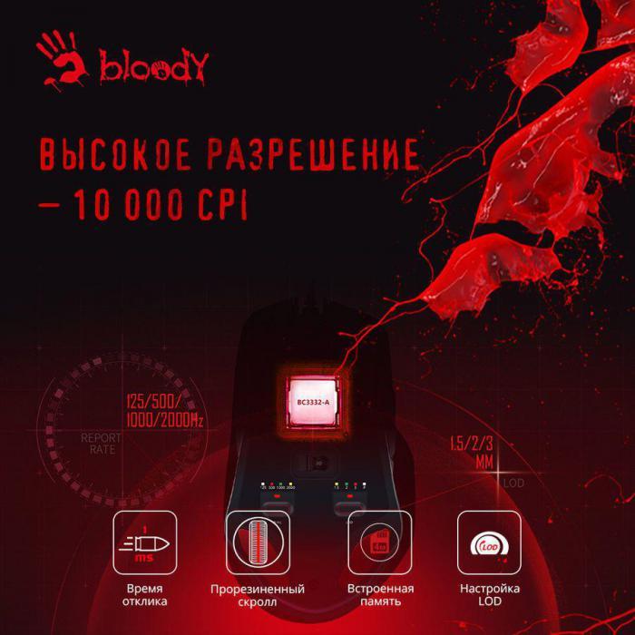 Мышь A4TECH Bloody W70 Max, игровая, оптическая, проводная, USB, белый и черный [w70 max (panda white)] - фото 5 - id-p200515603