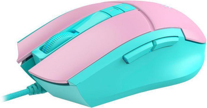 Мышь A4TECH Bloody L65 Max, игровая, оптическая, проводная, USB, розовый и голубой [l65 max/sky pink] - фото 2 - id-p200515618