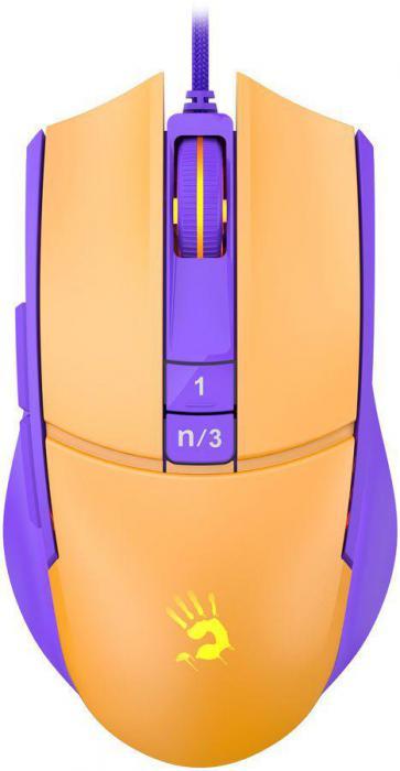 Мышь A4TECH Bloody L65 Max, игровая, оптическая, проводная, USB, желтый и фиолетовый [l65 max/royal violet] - фото 1 - id-p200515619