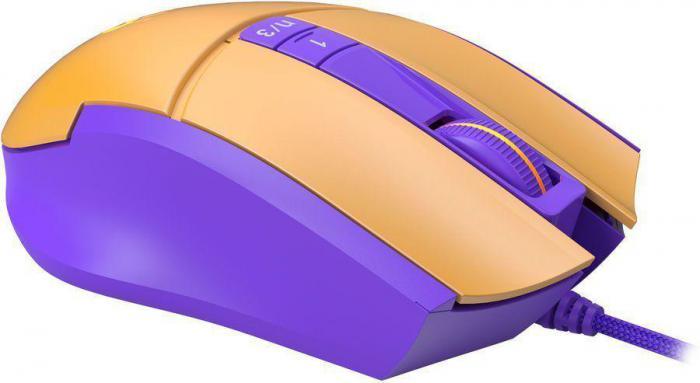 Мышь A4TECH Bloody L65 Max, игровая, оптическая, проводная, USB, желтый и фиолетовый [l65 max/royal violet] - фото 10 - id-p200515619