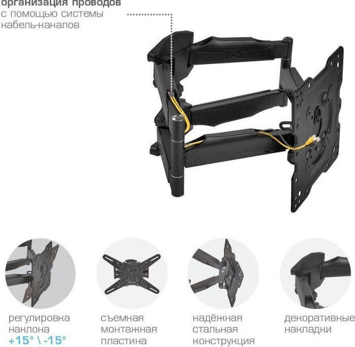 Кронштейн для телевизора Kromax ATLANTIS-45, 22-65", настенный, поворот и наклон, темно-серый [20217] - фото 3 - id-p200517210