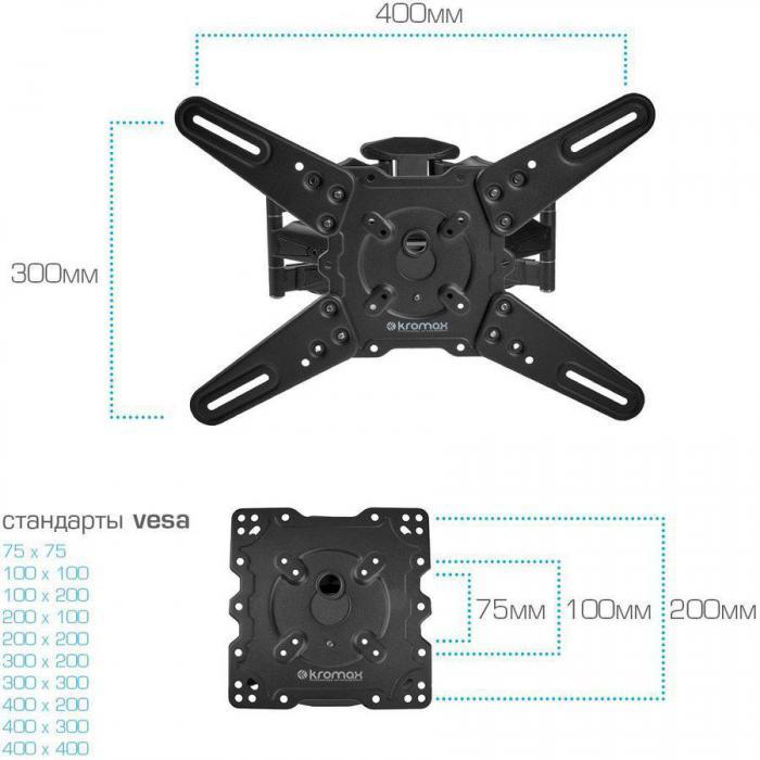 Кронштейн для телевизора Kromax ATLANTIS-45, 22-65", настенный, поворот и наклон, темно-серый [20217] - фото 4 - id-p200517210