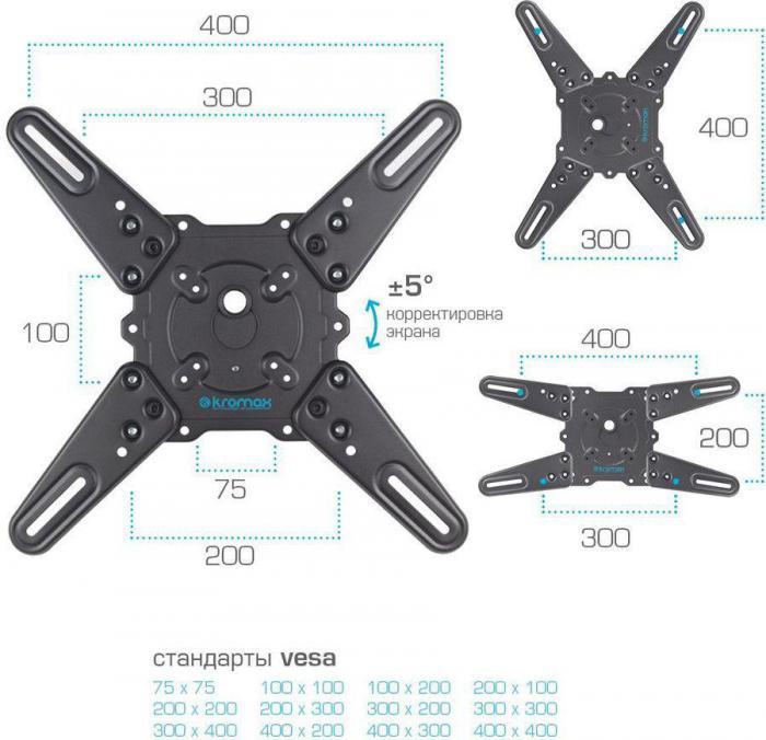 Кронштейн для телевизора Kromax ATLANTIS-40, 22-65", настенный, поворот и наклон, серый [20215] - фото 5 - id-p200517212