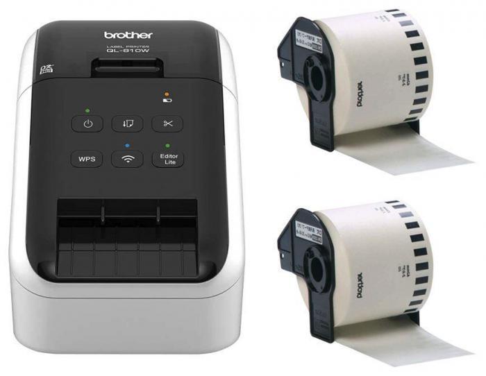 Термопринтер стационарный Brother QL-810W bundle, белый/черный