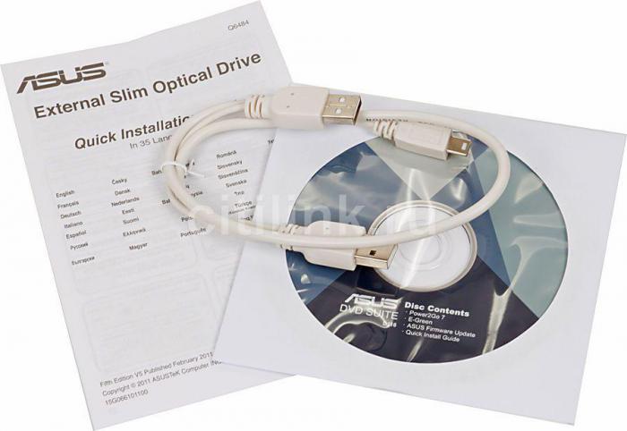 Оптический привод DVD-RW ASUS SDRW-08D2S-U LITE/WHT/G/AS, внешний, USB, белый(бежевый), Ret - фото 8 - id-p200514648