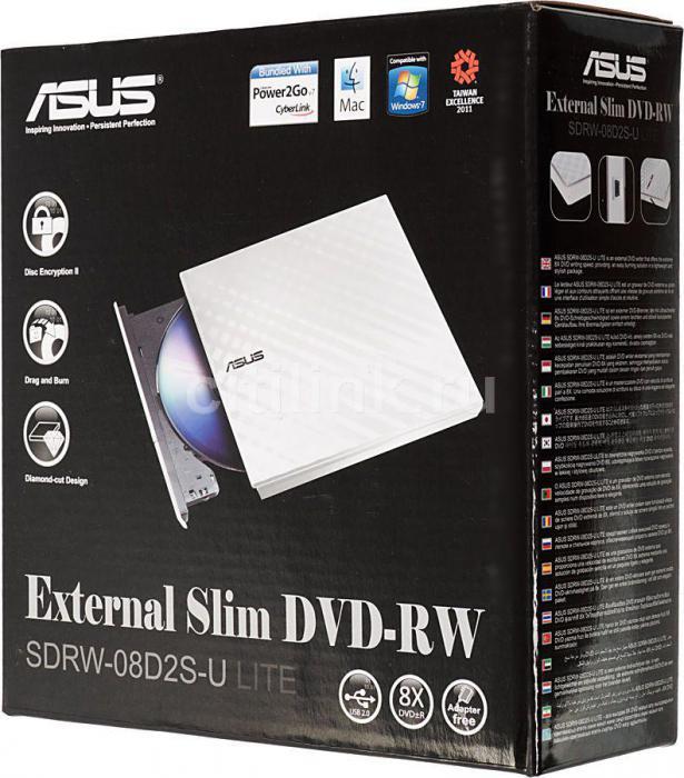 Оптический привод DVD-RW ASUS SDRW-08D2S-U LITE/WHT/G/AS, внешний, USB, белый(бежевый), Ret - фото 9 - id-p200514648
