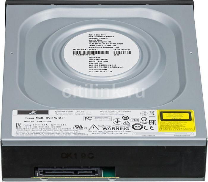 Оптический привод DVD-RW ASUS DRW-24D5MT/BLK/B/GEN no ASUS Logo, внутренний, SATA, черный, OEM - фото 3 - id-p200514649