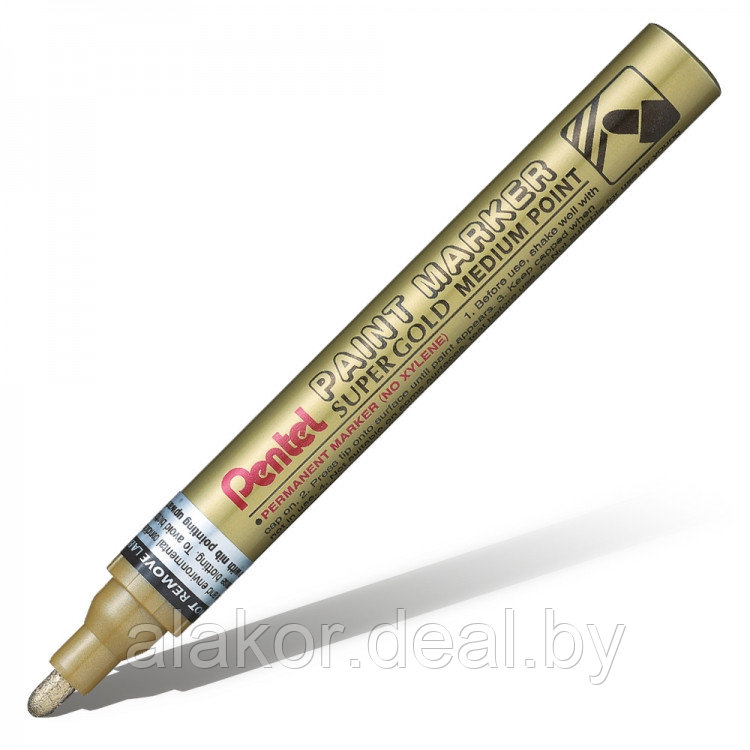 Маркер специальный перманентный Pentel Paint Marker Medium, золотой, 4.5мм - фото 2 - id-p201687865
