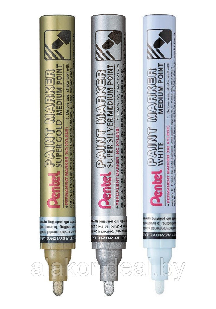 Маркер специальный перманентный Pentel Paint Marker Medium, золотой, 4.5мм - фото 3 - id-p201687865