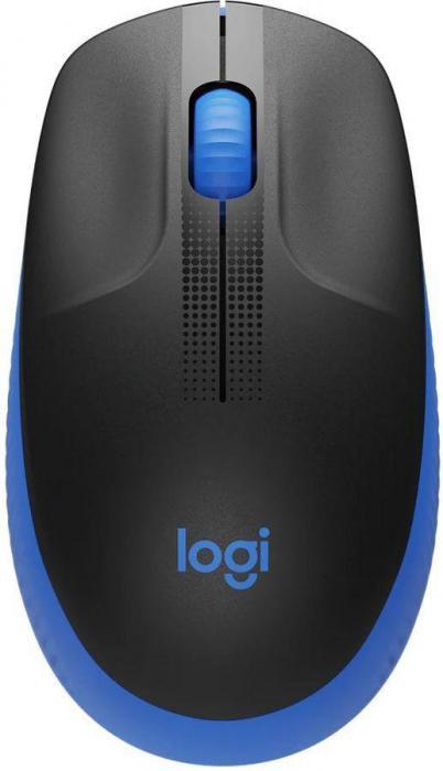 Мышь Logitech M191, оптическая, беспроводная, USB, голубой и черный [910-005909]