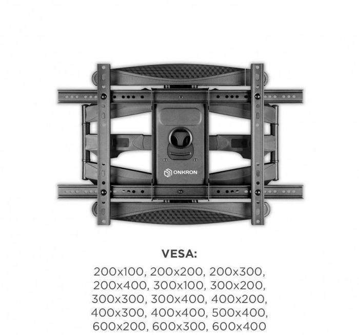Кронштейн для телевизора ONKRON M6L, 40-75", настенный, поворот и наклон, черный - фото 8 - id-p201281257