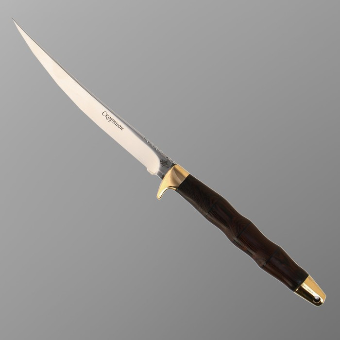 Нож разделочный "Скорпион" с чехлом, сталь - 65х13, рукоять - дерево, 14.5 см - фото 2 - id-p201692721