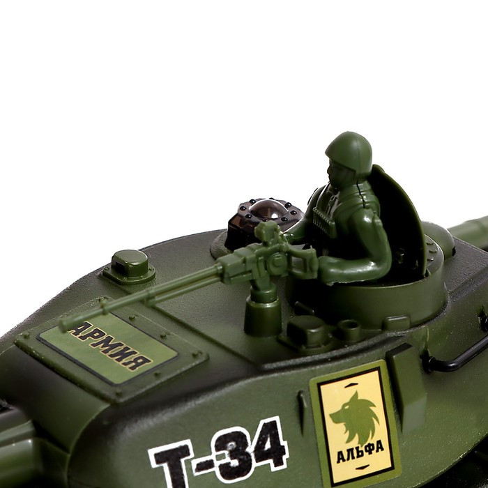 Танк радиоуправляемый Т34, работает от аккумулятора, свет и звук, цвет зелёный - фото 3 - id-p201689941