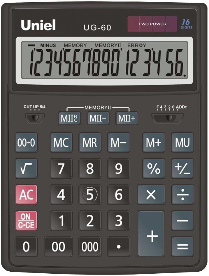 Калькулятор 16-ти разрядный Uniel UG-60 большой дисплей CU294 - фото 1 - id-p201699058