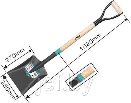 Лопата стальная с деревянным черенком TOTAL THTHW0102, фото 2
